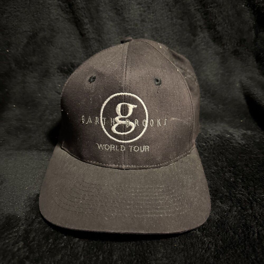 Vintage 90s Garth Brooks World Tour Hat Adjustable Snapback Black Country Music